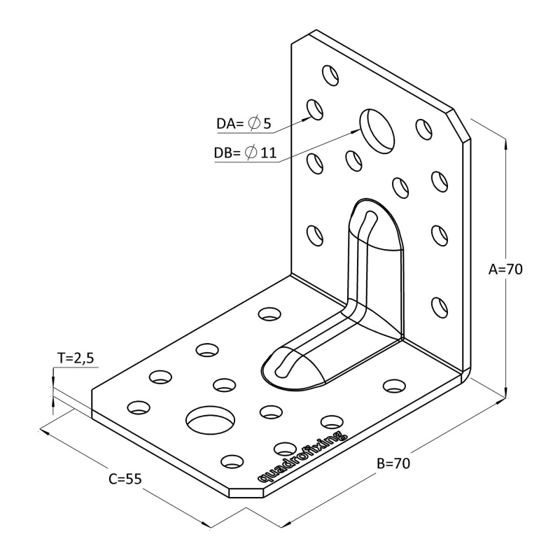 Čierny uholník do dreva s prelisom 5