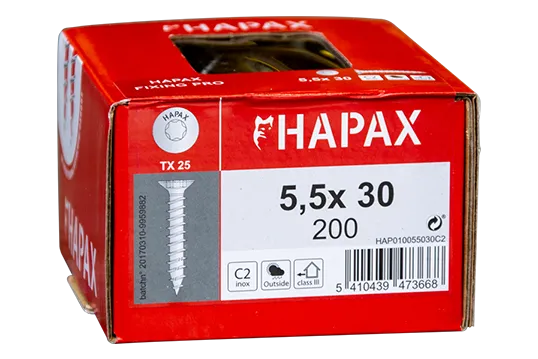 HAPAX FIXING PRO skrutky 5,5 mm, nerez A4 (100/200 ks)