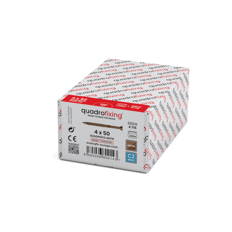 Nerezové skrutky 4,0–5,0 mm na terasu a fasádu QUADROFIX ANTIK C2 1