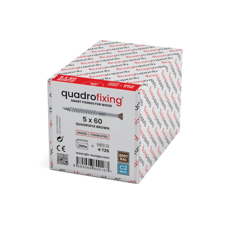 Hnedé nerezové skrutky 4,0–5,0 mm (200 ks + bit) QUADROFIX BROWN 1