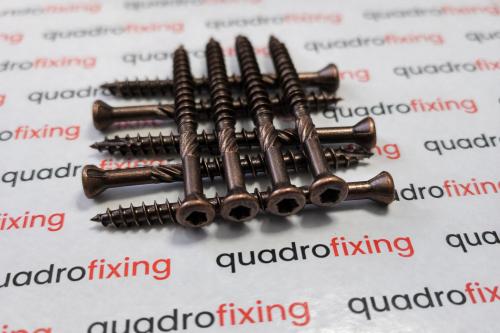 Antik terasové skrutky QUADROFIX ANTIK – reálny vzhľad povrchu a farebného odtieňa