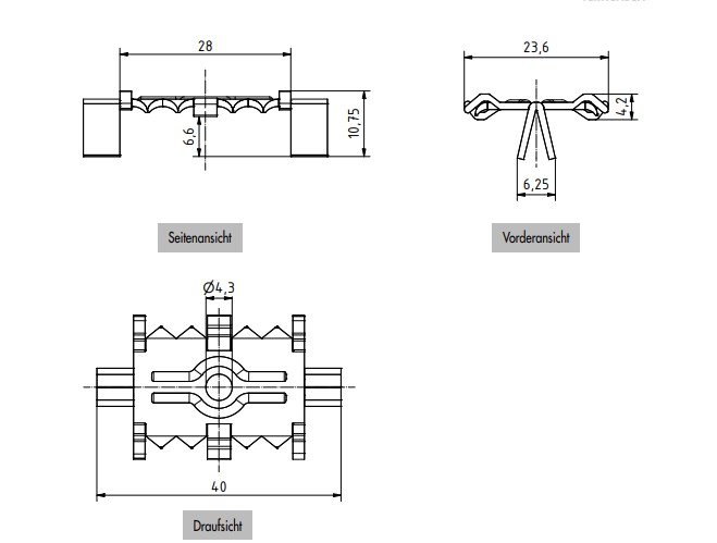 Eurotec M clip rozmery - quadrofixing