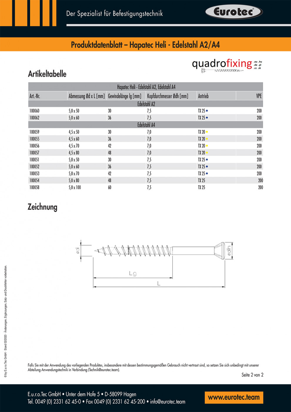 Eurotec Hapatec Heli A4 - technický list - 2