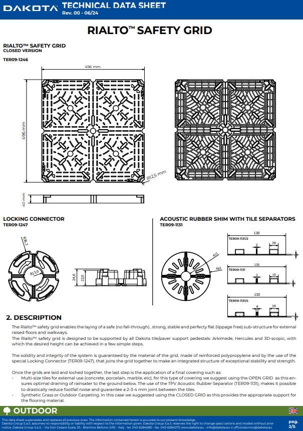 Bezpečnostný rošt Rialto - technický list 2